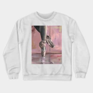 Ballet Shoes Painting in Pink Salmon Background Crewneck Sweatshirt